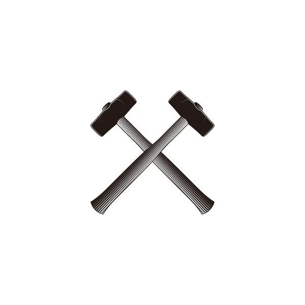 ハンマーを越えた建設ロゴのアイデア。インスピレーションロゴデザイン — ストックベクタ