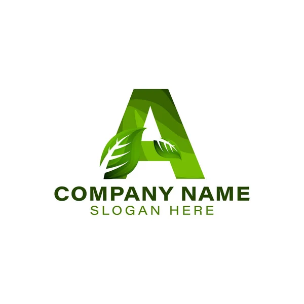 Počáteční písmeno A se zeleným listem. přírodní zdravé logo nápady. In — Stockový vektor