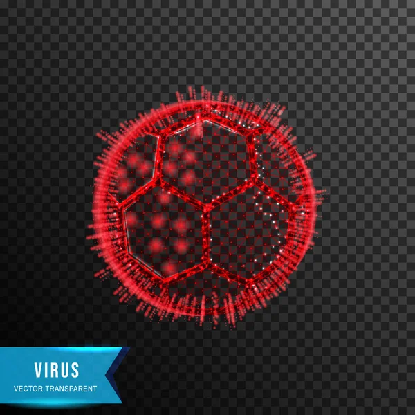 Virus della corona batterica da punto di connessione e linea. effetto di luce — Vettoriale Stock