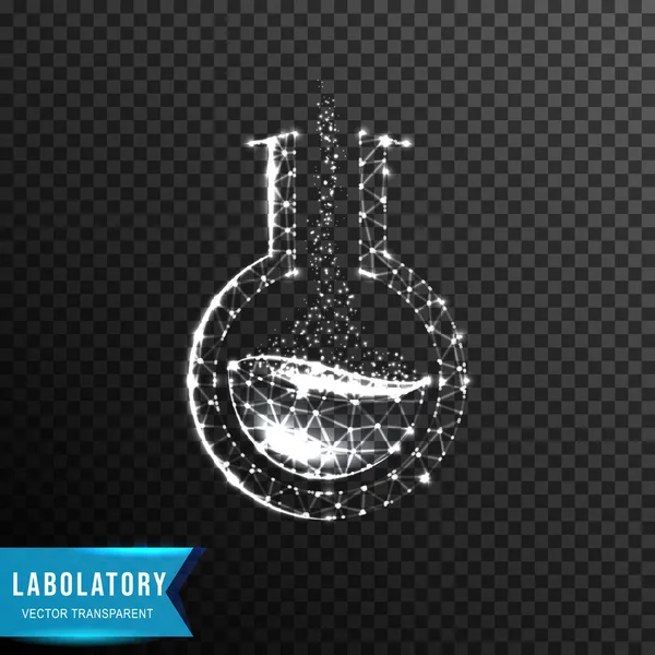 Labu laboratorium, virus korona dari menghubungkan titik dan garis. lig - Stok Vektor