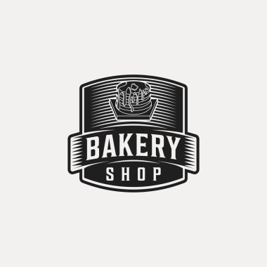 Krep, pastane logosu fikri. İlham logosu tasarımı. Şablon Vektör İllüstrasyonu. Beyaz Arkaplanda İzole Edilmiş