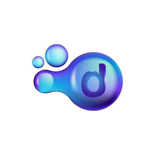 ドット ビタミン 分子のロゴのアイデアを持つ最初の文字D インスピレーションのロゴデザイン テンプレートベクトルイラスト 白の背景に隔離 — ストックベクタ