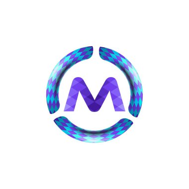 İlk harf m yuvarlak, daire şeklinde logo fikirleri. İlham logosu tasarımı. Şablon Vektör İllüstrasyonu. Beyaz Arkaplanda İzole Edilmiş