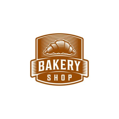 Kruvasan fırını, baget, ekmek, klasik fırın logosu. İlham logosu tasarımı. Şablon Vektör İllüstrasyonu. Beyaz Arkaplanda İzole Edilmiş