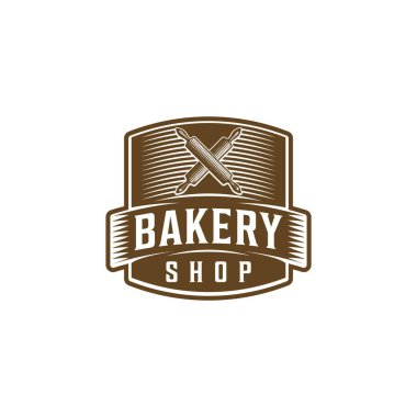 Çapraz iğne, klasik fırın logosu fikirleri. İlham logosu tasarımı. Şablon Vektör İllüstrasyonu. Beyaz Arkaplanda İzole Edilmiş