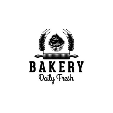 Kek, eski fırın logosu fikirleri. İlham logosu tasarımı. Şablon Vektör İllüstrasyonu. Beyaz Arkaplanda İzole Edilmiş