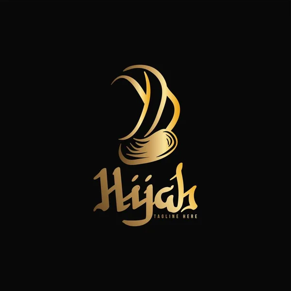 Sciarpa Musulmana Dorata Logo Hijab Lusso Idee Ispirazione Logo Design — Vettoriale Stock