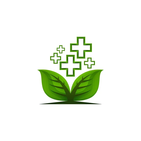 Produto Ecológico Médico Cross Ideias Logotipo Saúde Design Logotipo Inspiração — Vetor de Stock