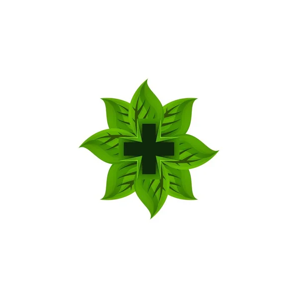 Produto Ecológico Médico Cross Ideias Logotipo Saúde Design Logotipo Inspiração —  Vetores de Stock