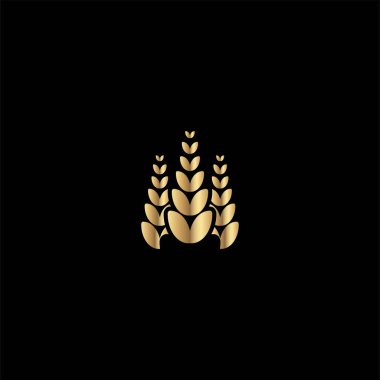 Buğday pirinç tarımı logosu. İlham logosu tasarımı. Şablon Vektör İllüstrasyonu. Beyaz Arkaplanda İzole Edilmiş