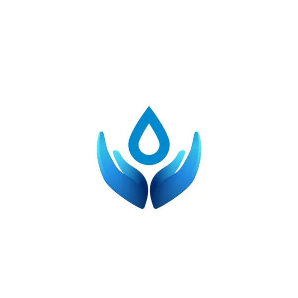 Vatten Droppe Kärlek Handvård Logotyp Idéer Inspiration Logo Design Mall — Stock vektor