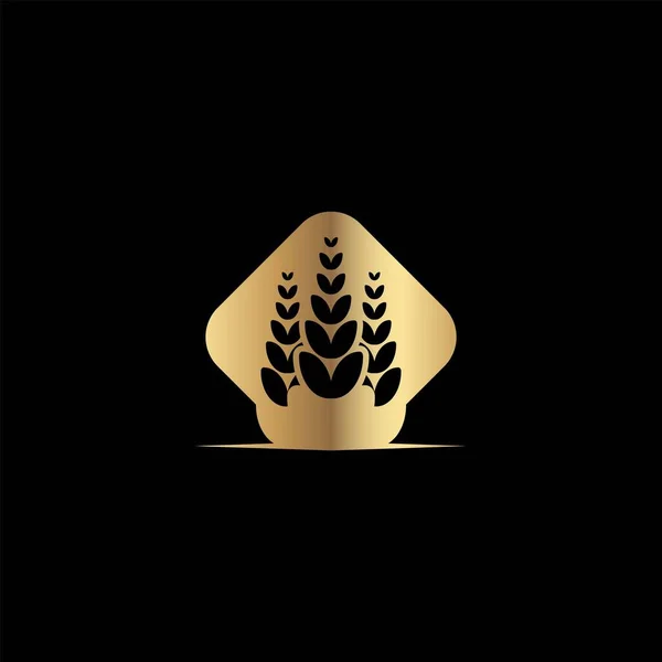 Σιτάρι Ρύζι Γεωργία Λογότυπο Ιδέες Σχεδιασμός Λογότυπου Έμπνευσης Εικονογράφηση Διανύσματος — Διανυσματικό Αρχείο