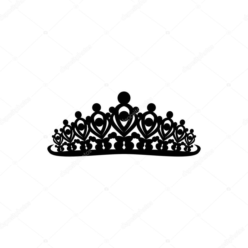Princes tiara crown or royal diadem logo Ideas. Inspiration logo design. Template Vector Illustration. Isolated On White Background