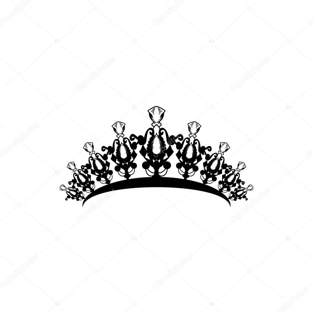 Princes tiara crown or royal diadem logo Ideas. Inspiration logo design. Template Vector Illustration. Isolated On White Background