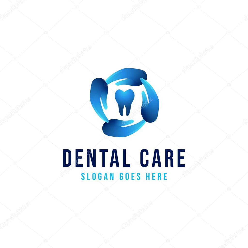 Hand care dental logo Ideas. Inspiration logo design. Template Vector Illustration. Isolated On White Background