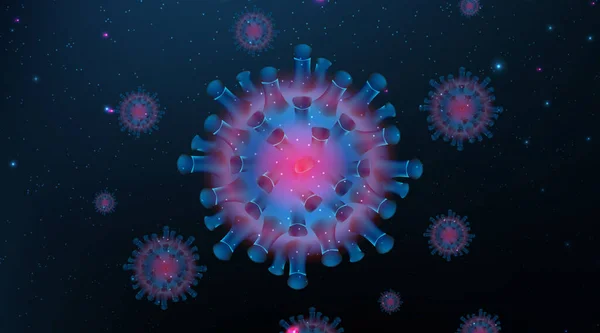 코로나 바이러스 Covid 현미경으로 코로나 바이러스 일러스트 그래픽 사기적 — 스톡 벡터