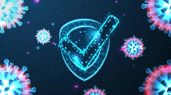 Schutz Vor Covid Coronavirus Krankheit Vektorillustration Futuristischer Hintergrund — Stockvektor