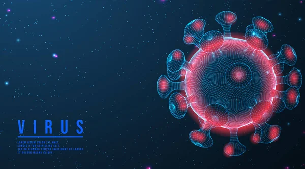 Coronavirus Covid 2019 Sur Fond Bleu Futuriste Type Virus Mortel — Image vectorielle