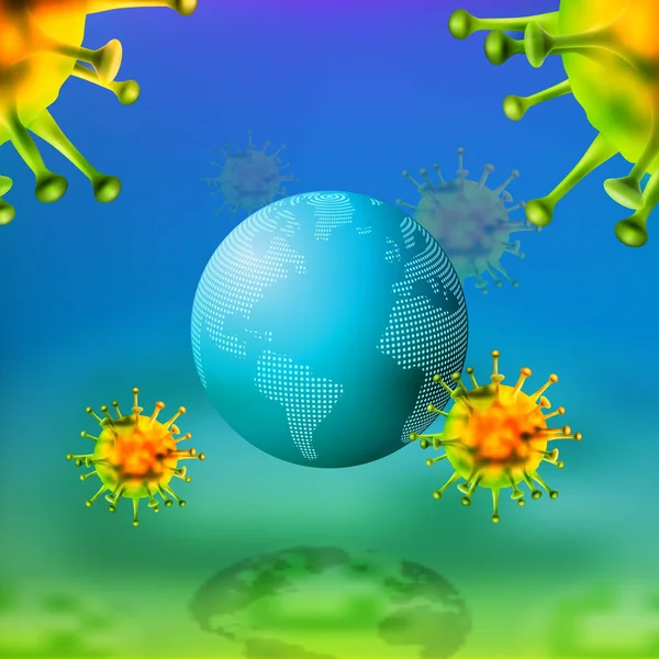 Światowe Zagrożenie Epidemią Globalny Kryzys Spowodowany Chorobą Koronawirusową Ilustracja Wektora — Wektor stockowy