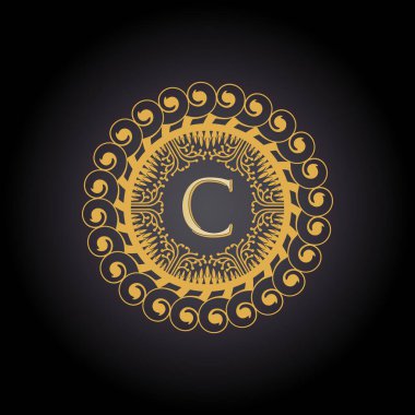 C harfi, butik, kozmetik veya kuyumcu logosu için lüks logo. Vektör İllüstrasyonu