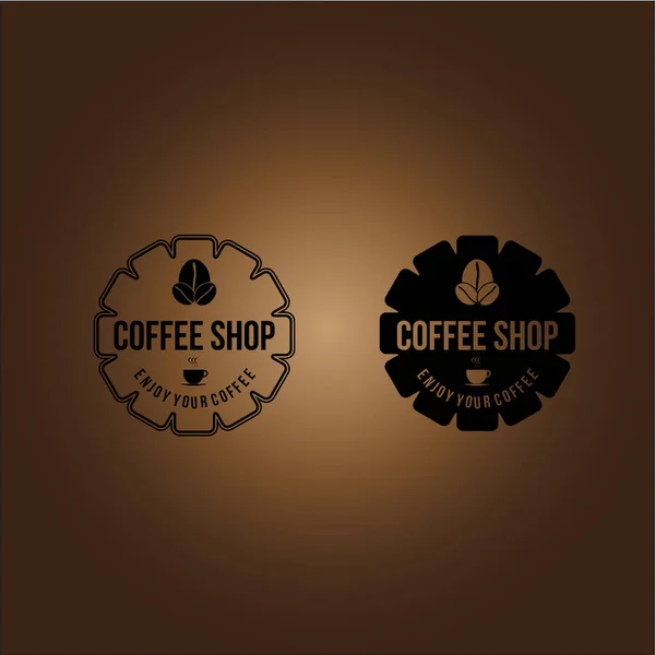 ヴィンテージバッジ コーヒーショップのロゴ デザイン制作 ベクターイラスト — ストックベクタ
