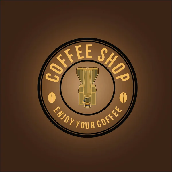 ヴィンテージバッジ コーヒーショップのロゴ デザイン制作 ベクターイラスト — ストックベクタ