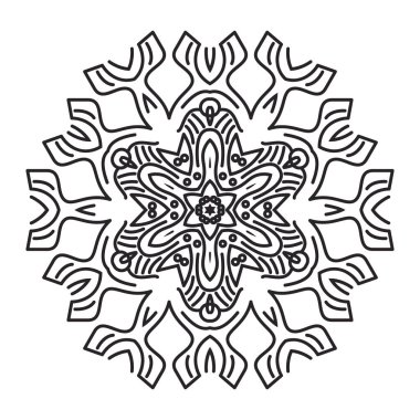 Henna, Mehndi, dövme, dekorasyon için mandala şeklinde dairesel desen. Etnik doğu tarzında dekoratif süs. Boyama kitabı sayfası.