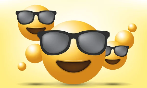 Nastavit Realisticky Emé Emoticon Vektorová Ilustrace — Stockový vektor