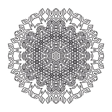 Henna, Mehndi, dövme, dekorasyon için mandala şeklinde dairesel desen. Etnik doğu tarzında dekoratif süs. Boyama kitabı sayfası.