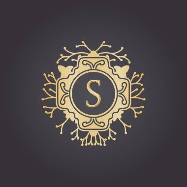 İlk harfler, lüks logo butik, kozmetik veya kuyumcu logosu tasarımı için. Vektör İllüstrasyonu