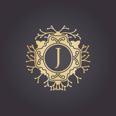 İlk harf j, lüks logo butik, kozmetik veya kuyumcu logosu tasarımı için. Vektör İllüstrasyonu