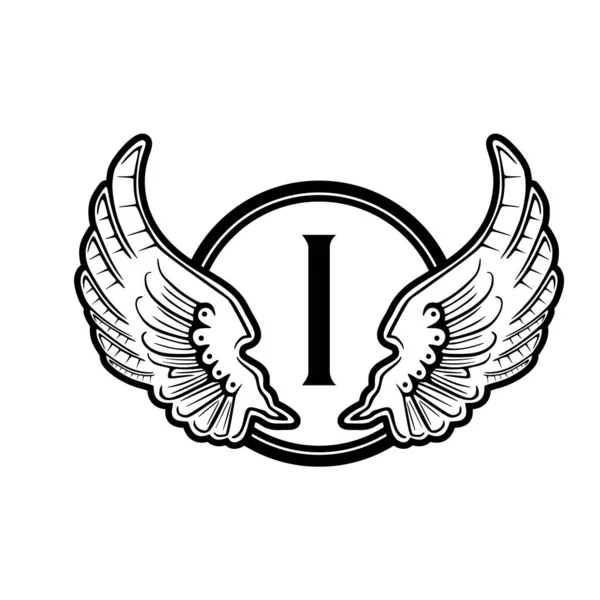 Начальная Буква Крыло Круглый Дизайн Логотипа Значка Изолированные Белом Фоне — стоковый вектор