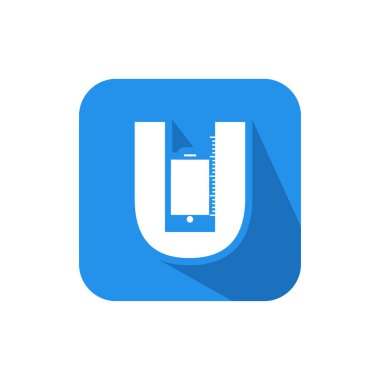 İlk harf u telefon logo vektör çizimi beyaz arkaplan üzerinde izole