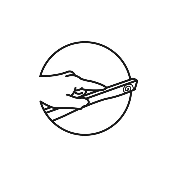 Mão Segurando Régua Logotipo Vetor Ilustração Isolado Fundo Branco — Vetor de Stock