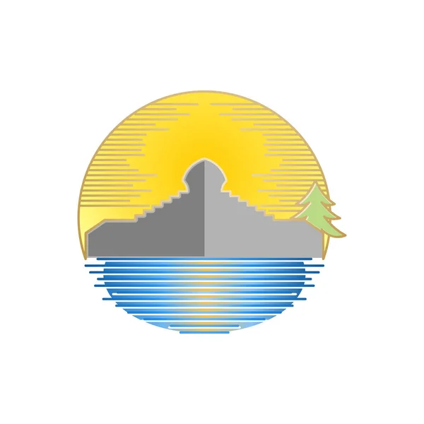 Plaj Tapınak Logo Vektör Çizimi — Stok Vektör