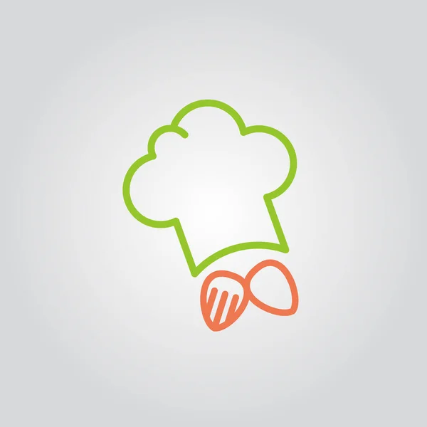 Chapeau Chef Cuillère Fourchette Illustration Vectorielle Ligne Mono — Image vectorielle