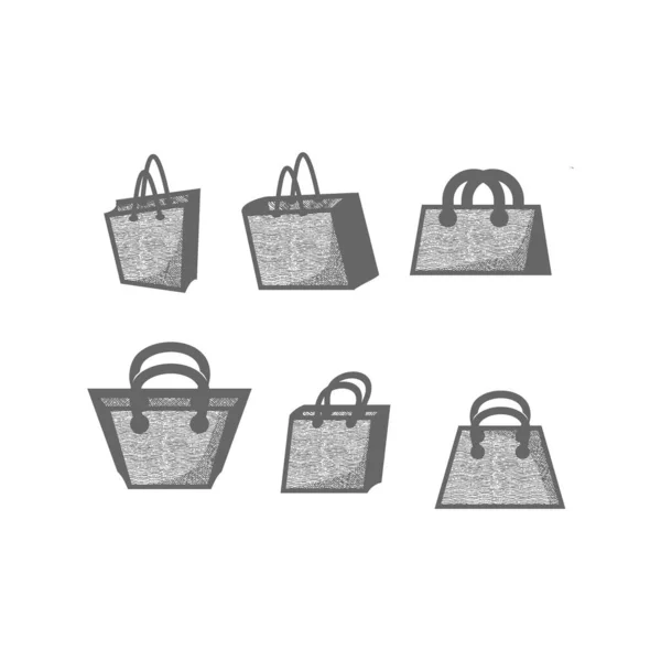 Mano Dibujado Bolso Compras Vector Ilustración — Vector de stock