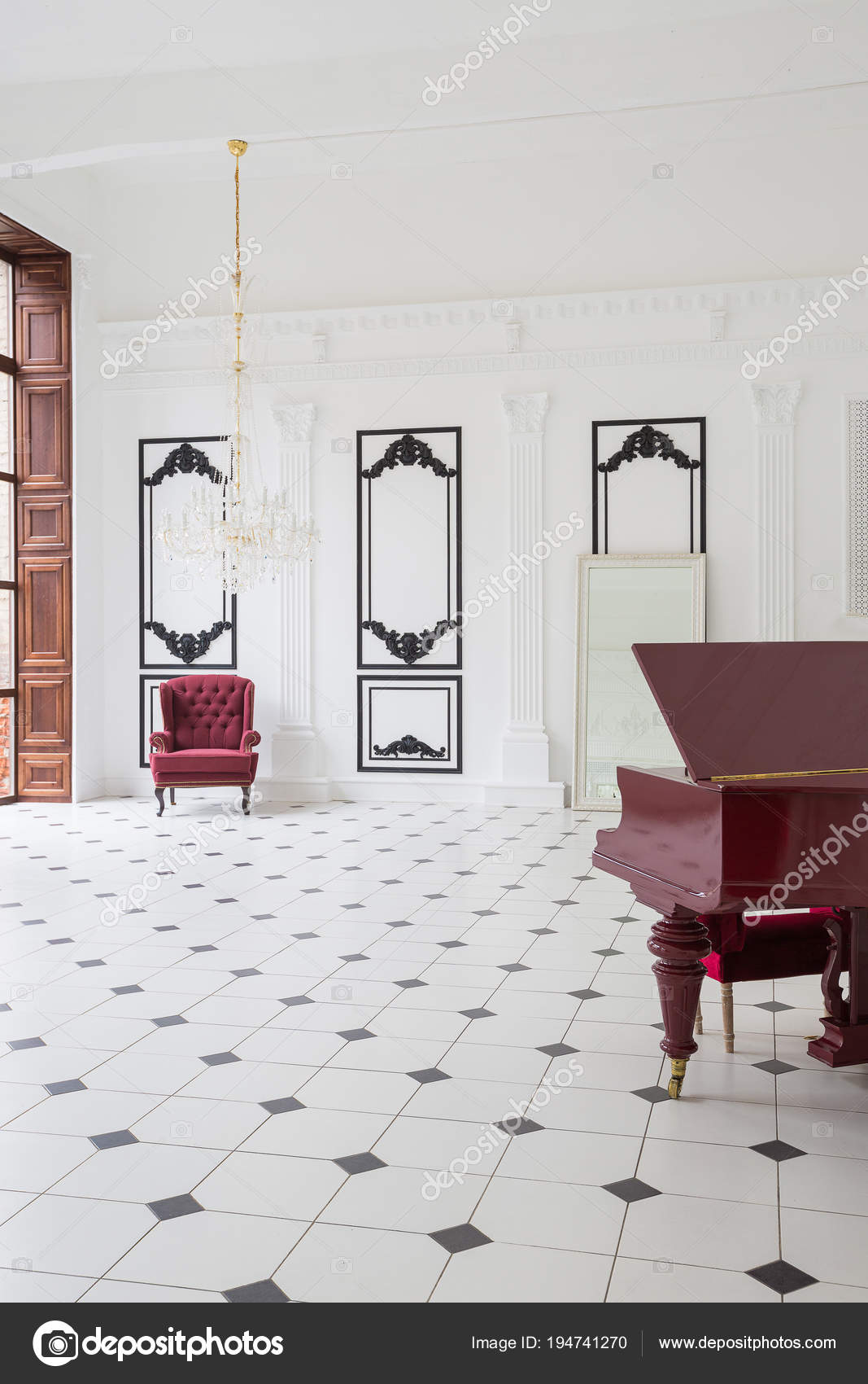 Huge Luxury White Hall Unique Interior Black White Tiles