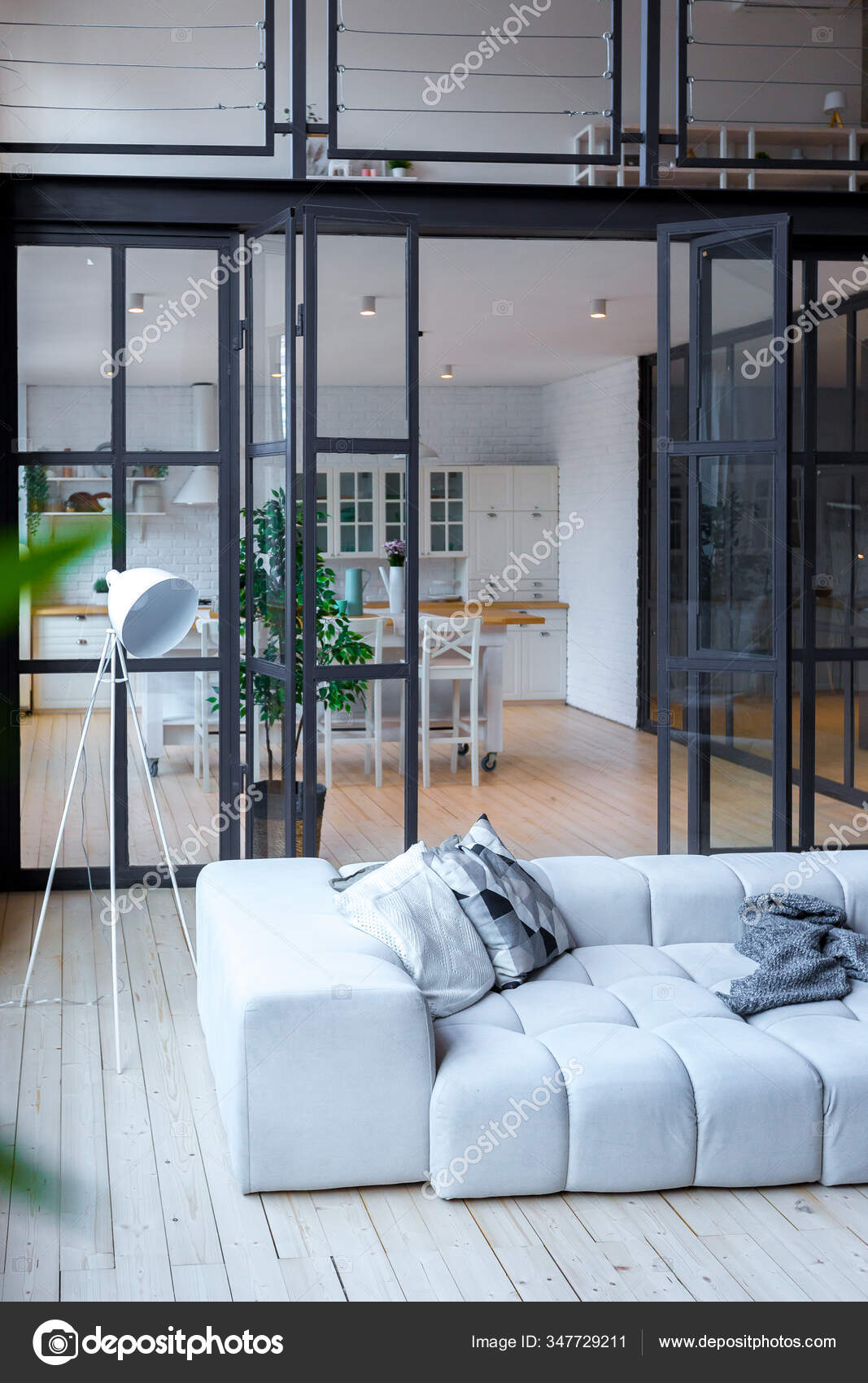 glass partition design living room on Trendy Modern Design Two Level Apartment Stylish Living Room Kitchen Stock Photo Image By C Nokia Alexnet 347729211