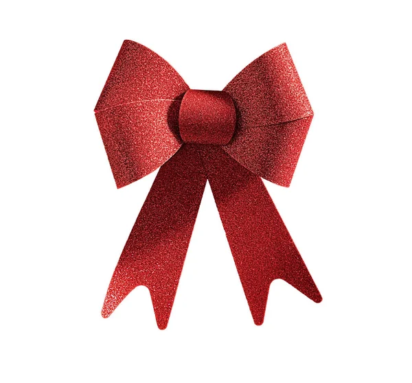 Isolated Big Red Christmas Shiny Bow — Stock Photo, Image