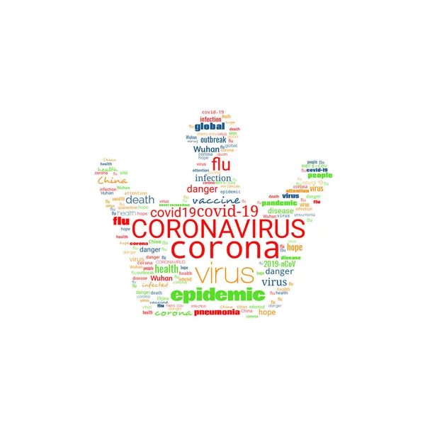 Tag Σύννεφο με θέμα Coronavirus Outbreak σε σχήμα κορώνας σε λευκό φόντο — Φωτογραφία Αρχείου
