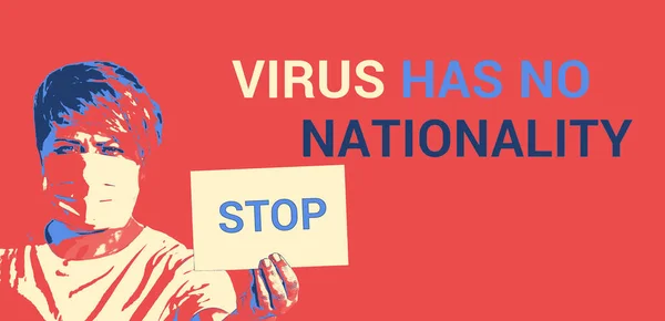 Παστεριωμένη Αφίσα Που Καλεί Σταματήσει Ξενοφοβία Ιός Coronavirus Δεν Έχει — Φωτογραφία Αρχείου