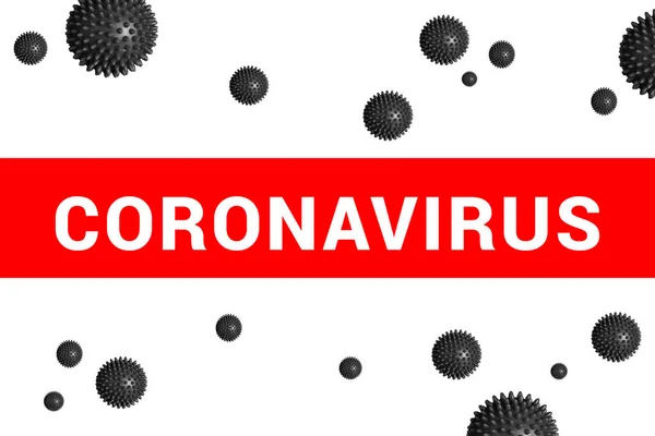 Φωτεινό Κόκκινο Τίτλο Επιγραφή Coronavirus Λευκό Χρώμα Αφηρημένο Μοντέλο Στέλεχος — Φωτογραφία Αρχείου