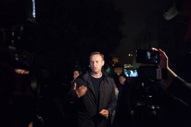 29 Eylül 2017, Rusya, Moskova: polis karakolu, Alexei Navalny, Rus muhalefet lideri bırakır