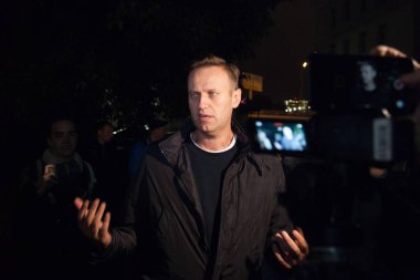 29 Eylül 2017, Rusya, Moskova: polis karakolu, Alexei Navalny, Rus muhalefet lideri bırakır