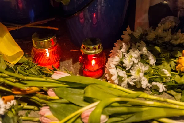 25 Şubat 2018, Rusya, Moskova. Anıt Boris Nemtsov Moskova'da Merkezi Bolshoy Moskovretsky Köprüsü, Rusya Federasyonu.