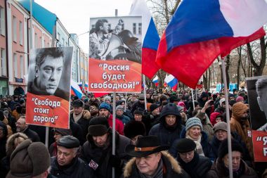 25 Şubat 2018, Rusya, Moskova. Mart Boris Nemtsov Rusya'nın Moskova Merkezi, Boulevard Ring, bellek.