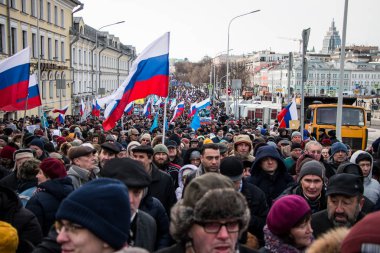 25 Şubat 2018, Rusya, Moskova. Mart Boris Nemtsov Rusya'nın Moskova Merkezi, Boulevard Ring, bellek.