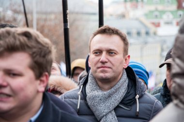 25 Şubat 2018, Rusya, Moskova. Alexey Navalny Boris Nemtsov Rusya'nın Moskova Merkezi, Boulevard Ring, bellek Mart.