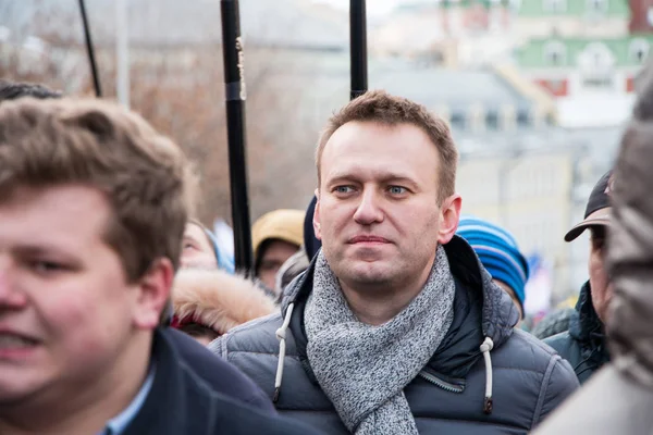 25 Şubat 2018, Rusya, Moskova. Alexey Navalny Boris Nemtsov Rusya'nın Moskova Merkezi, Boulevard Ring, bellek Mart.